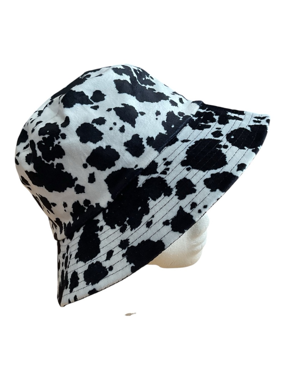 Reversible  Black & White Cow Print Bucket Hat, Size M-L